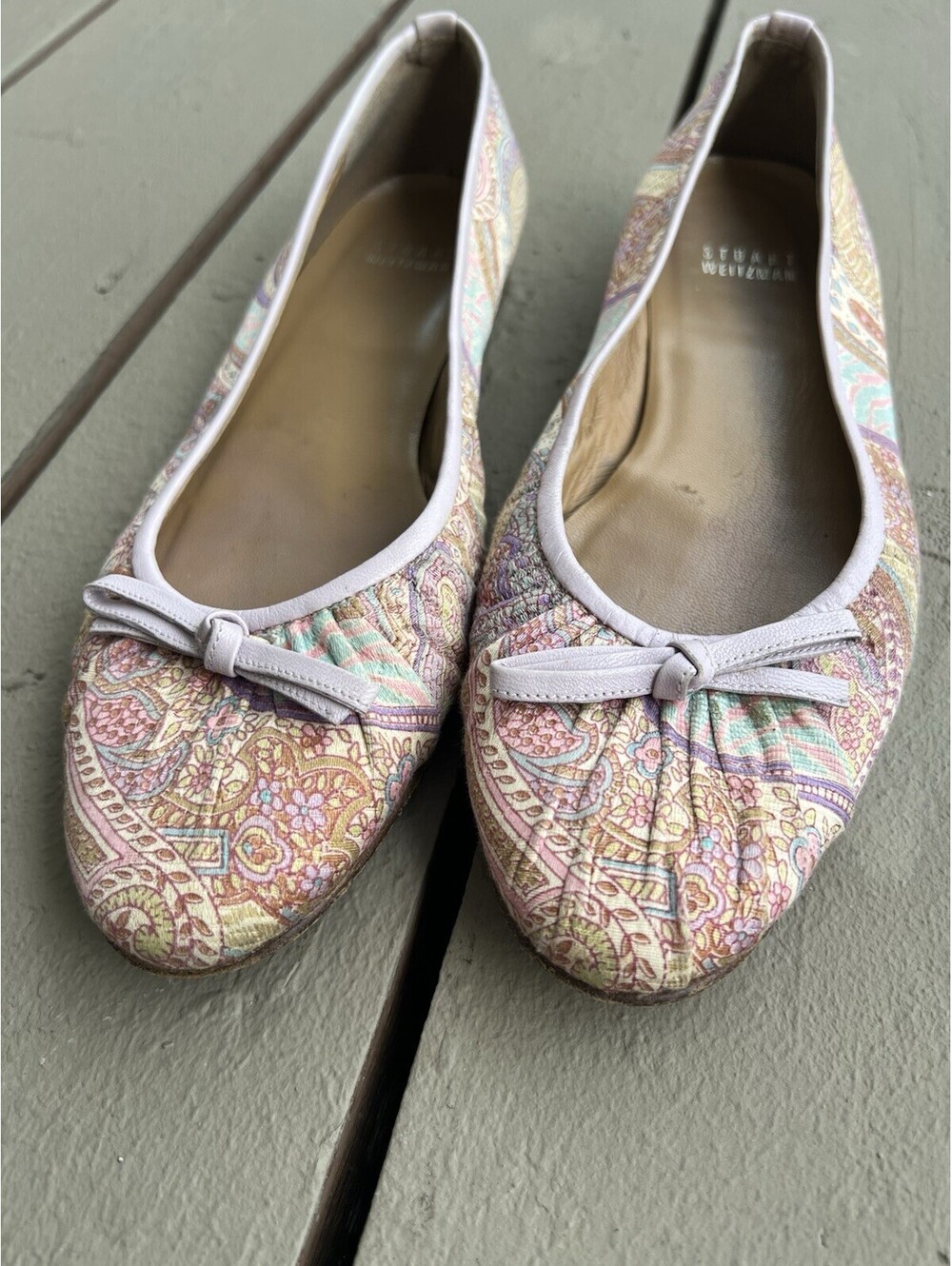 Stuart Weitzman Women's Shoes Paisley Pastel Slip On Flats Size 7.5M